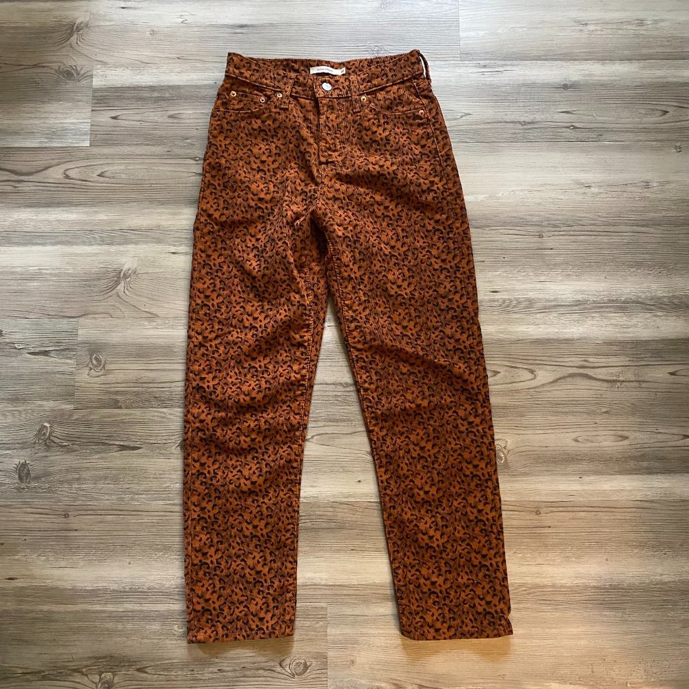 Levi's Wedgie Leopard Print Straight Leg Corduroy Pants